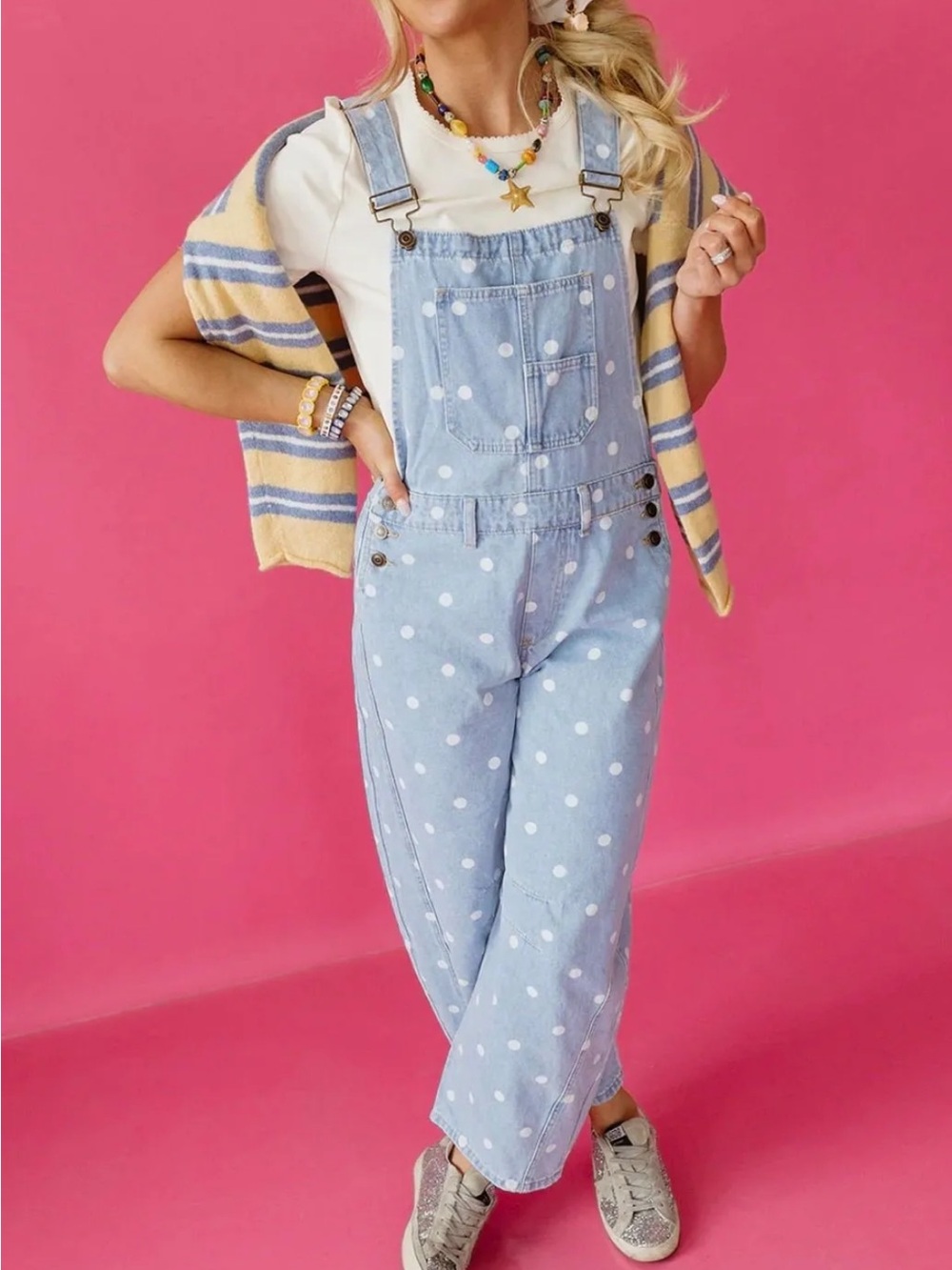 PEACH LOVE POLKA DOT BARREL OVERALL
BRAND NEW 
 MEDIUM LARGE AVAILABLE - Picture 3 of 7